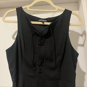 Black dress with lace up detail at bust
